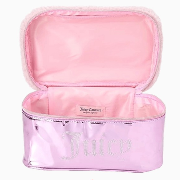 ‼️NOT FOR SALE‼️ Juicy Couture Pink Rhinestone Sherpa Train Case - Picture 3 of 9